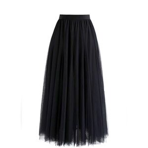Chic Wish Garden Tulle Maxi Skirt Black